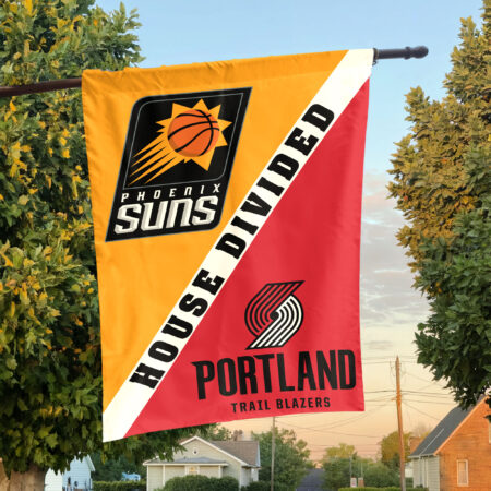 Phoenix vs Portland House Divided Flag, NBA House Divided Flag Phoenix vs Portland House Divided Flag, NBA House Divided Flag