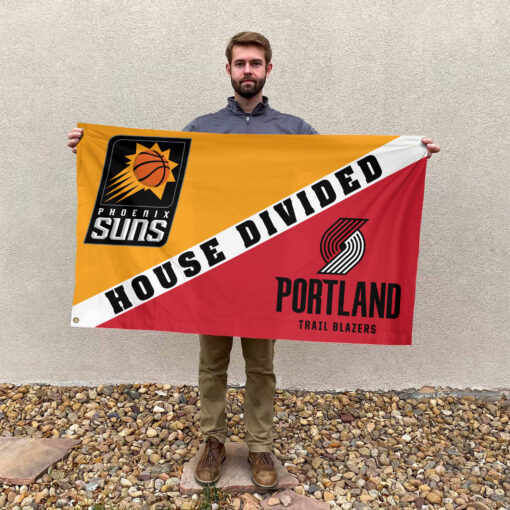 Phoenix vs Portland House Divided Flag, NBA House Divided Flag Phoenix vs Portland House Divided Flag, NBA House Divided Flag