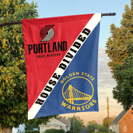 Portland vs Golden State House Divided Flag, NBA House Divided Flag Portland vs Golden State House Divided Flag, NBA House Divided Flag