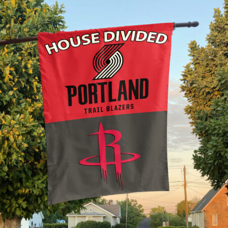 Portland vs Houston House Divided Flag, NBA House Divided Flag Portland vs Houston House Divided Flag, NBA House Divided Flag