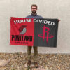 Portland vs Houston House Divided Flag, NBA House Divided Flag 2 Portland vs Houston House Divided Flag, NBA House Divided Flag
