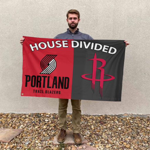 Portland vs Houston House Divided Flag, NBA House Divided Flag Portland vs Houston House Divided Flag, NBA House Divided Flag
