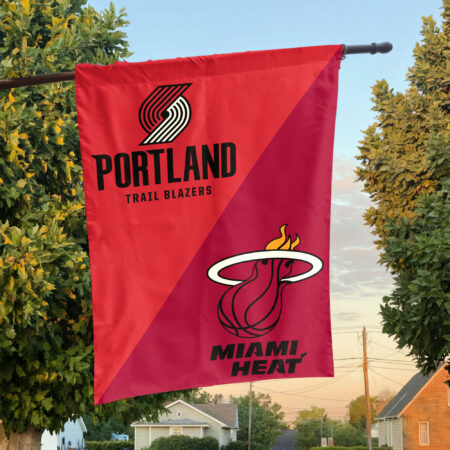 Portland vs Miami House Divided Flag, NBA House Divided Flag Portland vs Miami House Divided Flag, NBA House Divided Flag