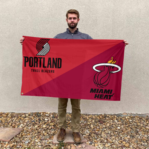 Portland vs Miami House Divided Flag, NBA House Divided Flag Portland vs Miami House Divided Flag, NBA House Divided Flag