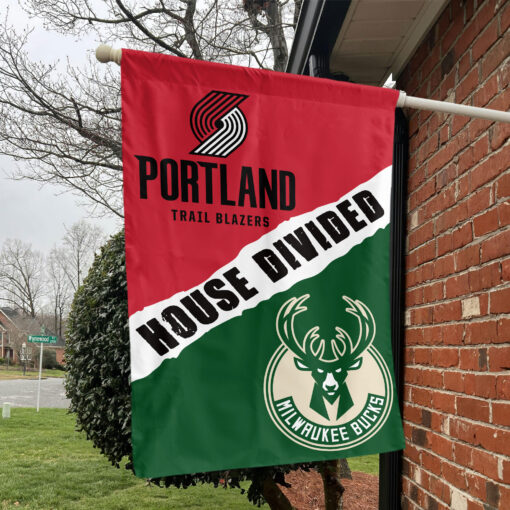 Portland vs Milwaukee House Divided Flag, NBA House Divided Flag Portland vs Milwaukee House Divided Flag, NBA House Divided Flag