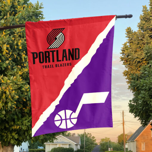 Portland vs Utah House Divided Flag, NBA House Divided Flag Portland vs Utah House Divided Flag, NBA House Divided Flag