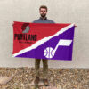 Portland vs Utah House Divided Flag, NBA House Divided Flag 2 Portland vs Utah House Divided Flag, NBA House Divided Flag