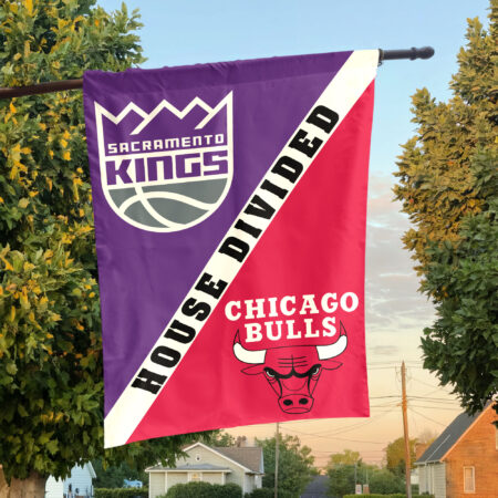 Sacramento vs Chicago House Divided Flag, NBA House Divided Flag Sacramento vs Chicago House Divided Flag, NBA House Divided Flag