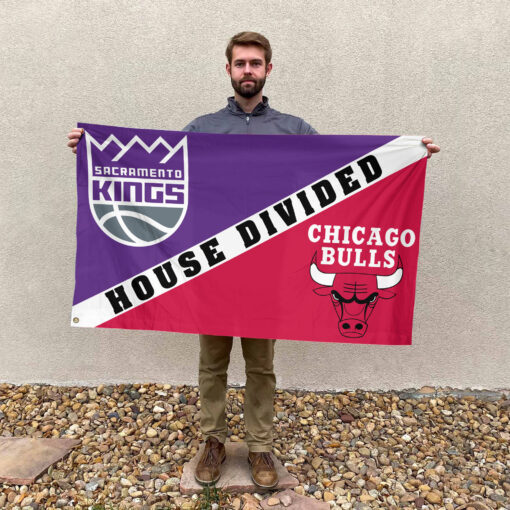Sacramento vs Chicago House Divided Flag, NBA House Divided Flag Sacramento vs Chicago House Divided Flag, NBA House Divided Flag