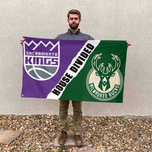 Sacramento vs Milwaukee House Divided Flag, NBA House Divided Flag Sacramento vs Milwaukee House Divided Flag, NBA House Divided Flag