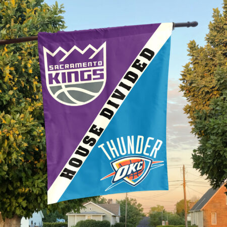Sacramento vs Oklahoma City House Divided Flag, NBA House Divided Flag Sacramento vs Oklahoma City House Divided Flag, NBA House Divided Flag