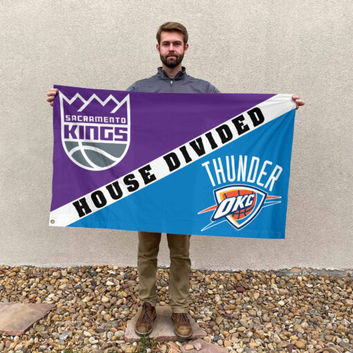 Sacramento vs Oklahoma City House Divided Flag, NBA House Divided Flag Sacramento vs Oklahoma City House Divided Flag, NBA House Divided Flag
