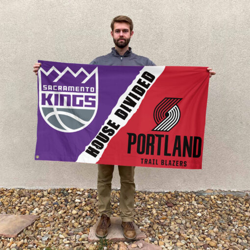 Sacramento vs Portland House Divided Flag, NBA House Divided Flag Sacramento vs Portland House Divided Flag, NBA House Divided Flag