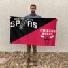 San Antonio vs Chicago House Divided Flag, NBA House Divided Flag 2 San Antonio vs Chicago House Divided Flag, NBA House Divided Flag