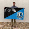 San Antonio vs Dallas House Divided Flag, NBA House Divided Flag 2 San Antonio vs Dallas House Divided Flag, NBA House Divided Flag