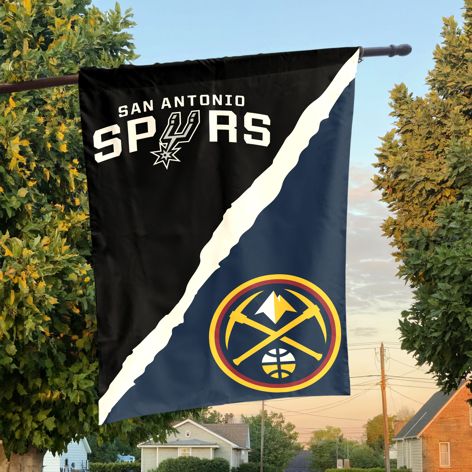 San Antonio vs Denver House Divided Flag, NBA House Divided Flag San Antonio vs Denver House Divided Flag, NBA House Divided Flag