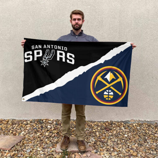 San Antonio vs Denver House Divided Flag, NBA House Divided Flag San Antonio vs Denver House Divided Flag, NBA House Divided Flag