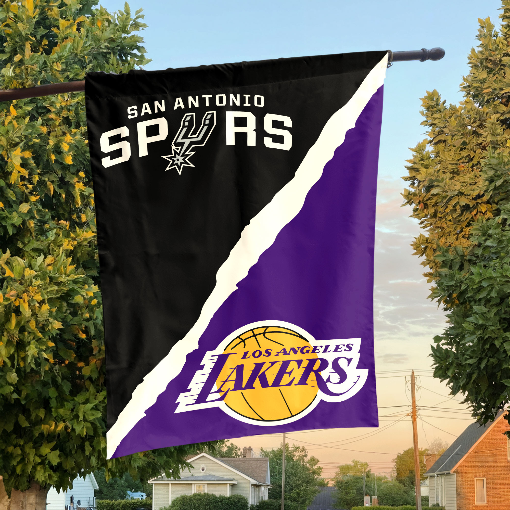 San Antonio vs Los Angeles House Divided Flag, NBA House Divided Flag San Antonio vs Los Angeles House Divided Flag, NBA House Divided Flag