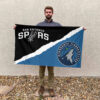 San Antonio vs Minnesota House Divided Flag, NBA House Divided Flag 2 San Antonio vs Minnesota House Divided Flag, NBA House Divided Flag