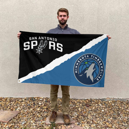 San Antonio vs Minnesota House Divided Flag, NBA House Divided Flag San Antonio vs Minnesota House Divided Flag, NBA House Divided Flag