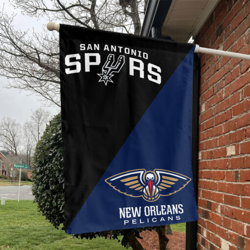 San Antonio vs New Orleans House Divided Flag, NBA House Divided Flag San Antonio vs New Orleans House Divided Flag, NBA House Divided Flag