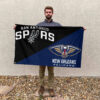 San Antonio vs New Orleans House Divided Flag, NBA House Divided Flag 2 San Antonio vs New Orleans House Divided Flag, NBA House Divided Flag