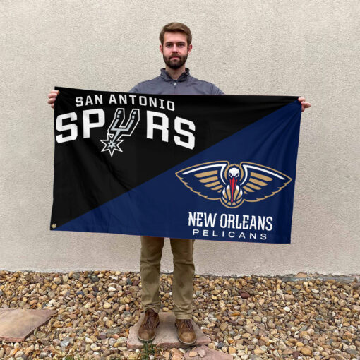 San Antonio vs New Orleans House Divided Flag, NBA House Divided Flag San Antonio vs New Orleans House Divided Flag, NBA House Divided Flag