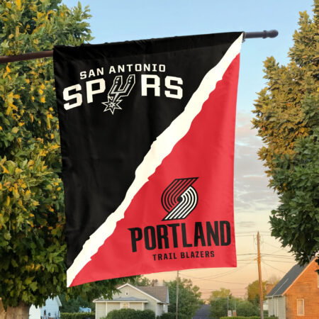 San Antonio vs Portland House Divided Flag, NBA House Divided Flag San Antonio vs Portland House Divided Flag, NBA House Divided Flag