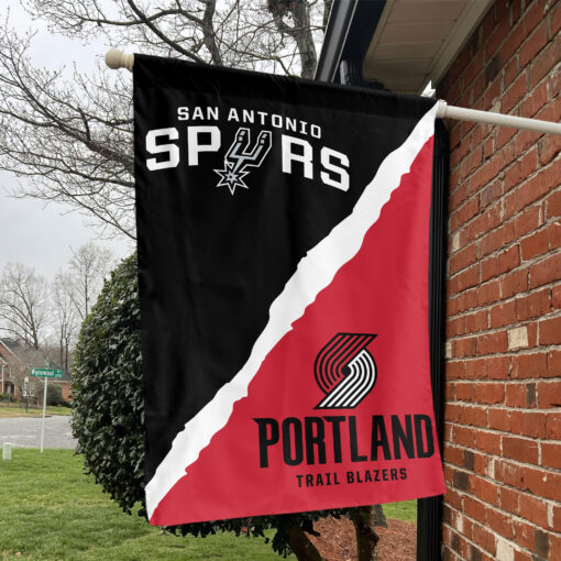 San Antonio vs Portland House Divided Flag, NBA House Divided Flag San Antonio vs Portland House Divided Flag, NBA House Divided Flag