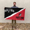 San Antonio vs Portland House Divided Flag, NBA House Divided Flag 2 San Antonio vs Portland House Divided Flag, NBA House Divided Flag