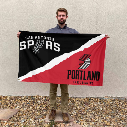 San Antonio vs Portland House Divided Flag, NBA House Divided Flag San Antonio vs Portland House Divided Flag, NBA House Divided Flag