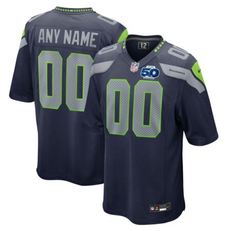 Seattle Seahawks  50th Season Team Custom Game Jersey – College Navy, Limited Replica Fan Edition