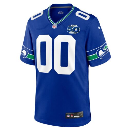 Seattle Seahawks  50th Season Throwback Custom Game Jersey – Royal, Limited Replica Fan Edition