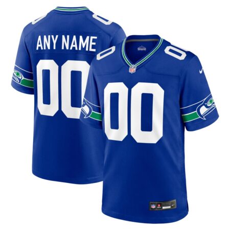 Seattle Seahawks  Throwback Custom Jersey – Royal, Limited Replica Fan Edition