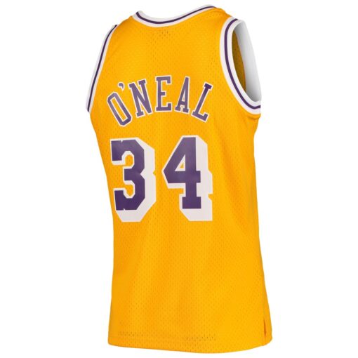 Shaquille OoNeal Los Angeles Lakers Mitchell & Ness 199697 Hardwood Classics Swingman Jersey – Gold, Limited Replica Fan Edition