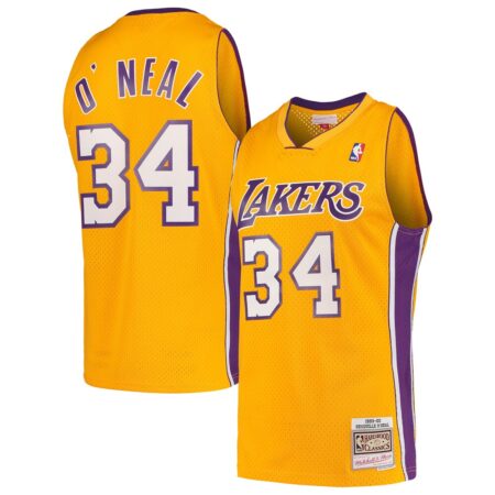 Shaquille oooneal Los Angeles Lakers Mitchell & Ness Hardwood Classics Swingman Jersey – Gold, Limited Replica Fan Edition