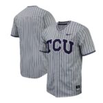 TCU Horned Frogs Nike Pinstripe Replica Baseball Jersey - Gray, Limited Replica Fan Edition