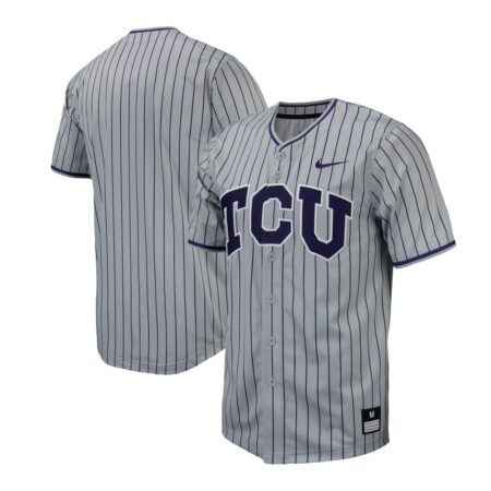 TCU Horned Frogs Nike Pinstripe Replica Baseball Jersey – Gray, Limited Replica Fan Edition