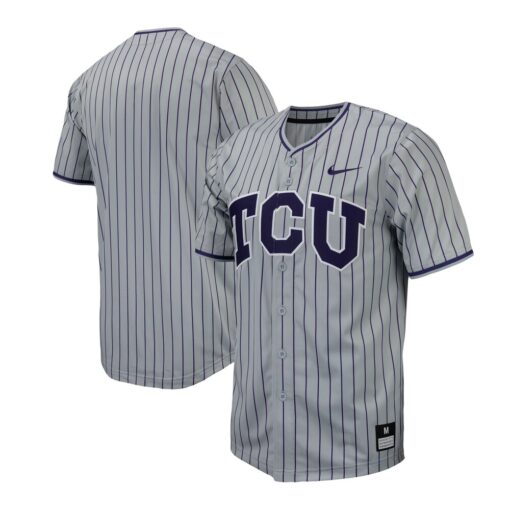 TCU Horned Frogs Nike Pinstripe Replica Baseball Jersey – Gray, Limited Replica Fan Edition