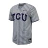 TCU Horned Frogs Nike Pinstripe Replica Baseball Jersey - Gray, Limited Replica Fan Edition