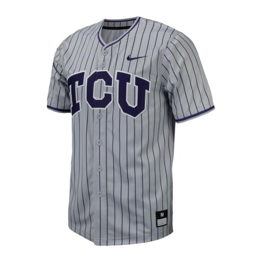 TCU Horned Frogs Nike Pinstripe Replica Baseball Jersey – Gray, Limited Replica Fan Edition