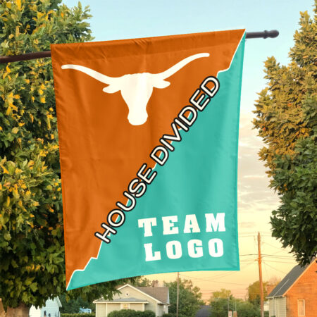 Texas-Longhorns vs Custom Team House Divided Flag, College Custom Flag Texas-Longhorns vs Custom Team House Divided Flag, College Custom Flag