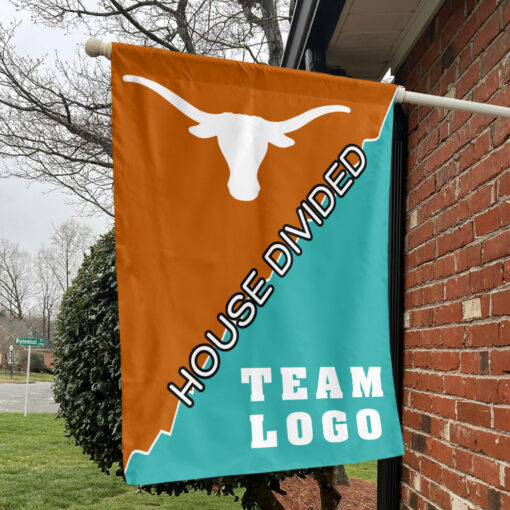 Texas-Longhorns vs Custom Team House Divided Flag, College Custom Flag