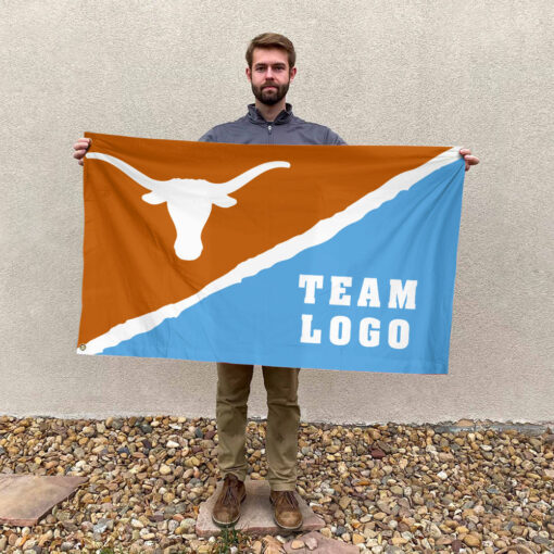 Texas-Longhorns vs Custom Team House Divided Flag, Custom College Flag
