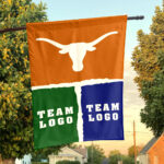 Texas-Longhorns vs Custom Team House Divided Flag, Custom Game Day Flag