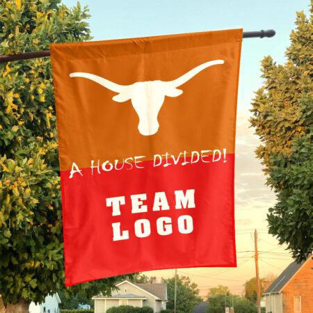 Texas-Longhorns vs Custom Team House Divided Flag, Custom House Flag Texas-Longhorns vs Custom Team House Divided Flag, Custom House Flag