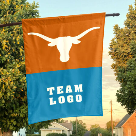 Texas-Longhorns vs Custom Team House Divided Flag, Custom NCAA Flag Texas-Longhorns vs Custom Team House Divided Flag, Custom NCAA Flag