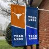 Texas-Longhorns vs Custom Team House Divided Flag, Custom NCAA Split Team Flag