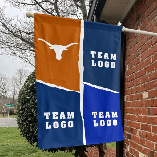 Texas-Longhorns vs Custom Team House Divided Flag, Custom NCAA Split Team Flag
