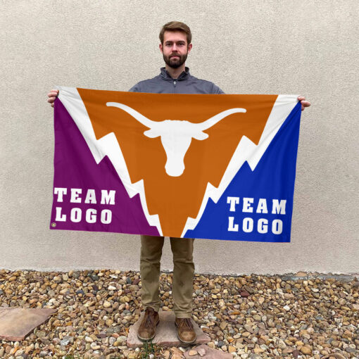 Texas-Longhorns vs Custom Team House Divided Flag, Custom Spirit Flag Texas-Longhorns vs Custom Team House Divided Flag, Custom Spirit Flag